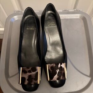 Stuart Weitzman Black and Animal Print Heels